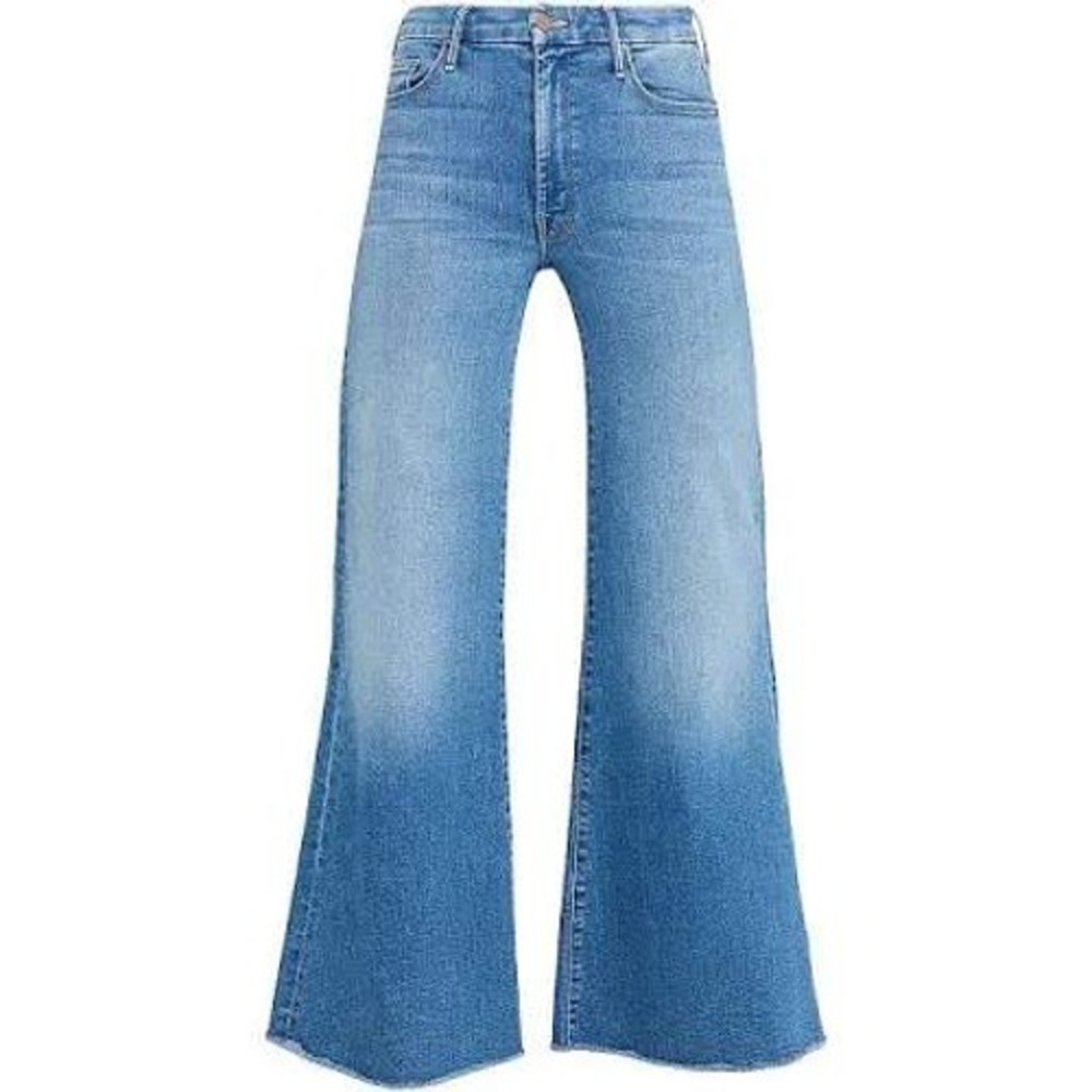Mother Jeans Women 27 Blue The Roller Fray Wide Leg High Rise Denim Raw Hem - Picture 3 of 10